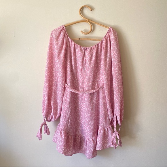 B DARLIN Womens Pink Ruffled Balloon Sleeve V Neck Mini Sheath Dress Juniors 3/4 - Picture 7 of 10